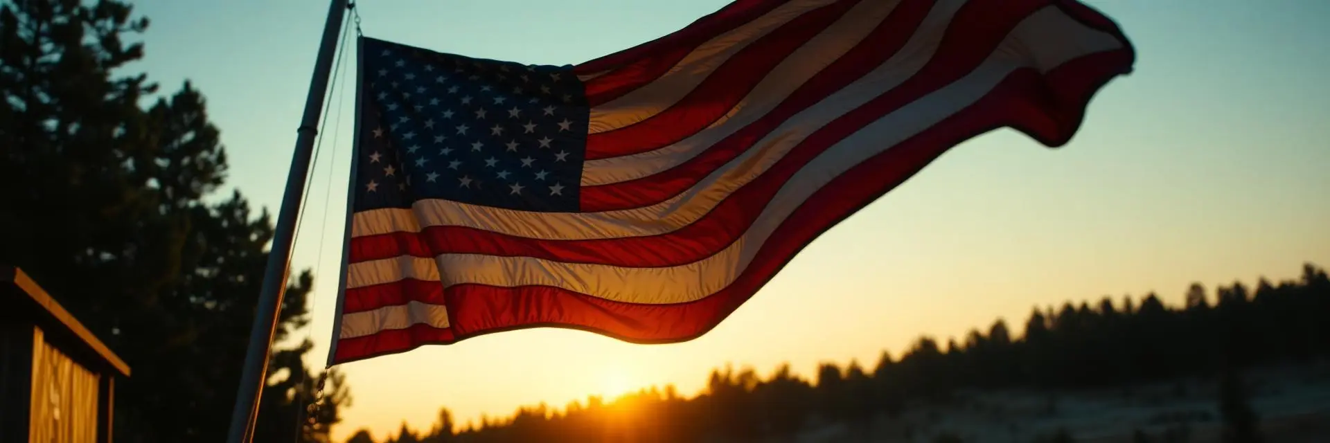 American flag at dusk